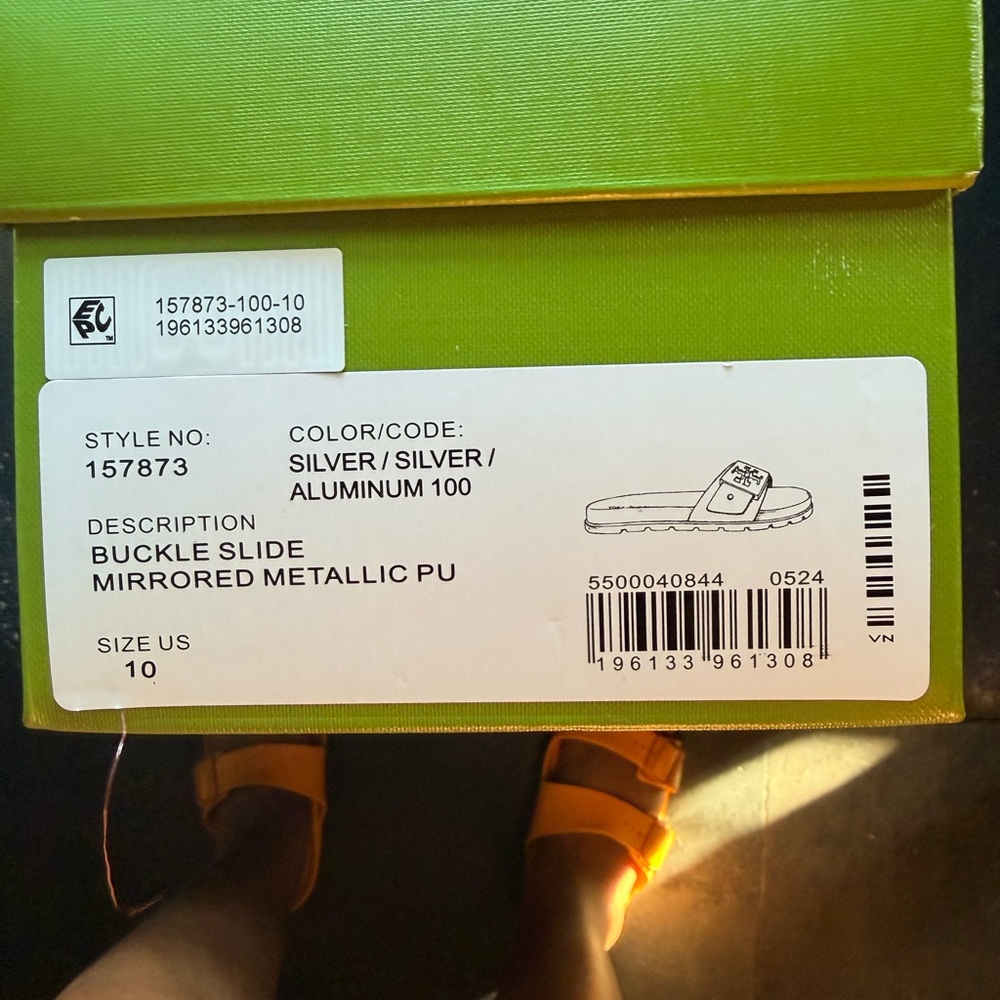 Tory Burch Silver Buckle Slide Sandals